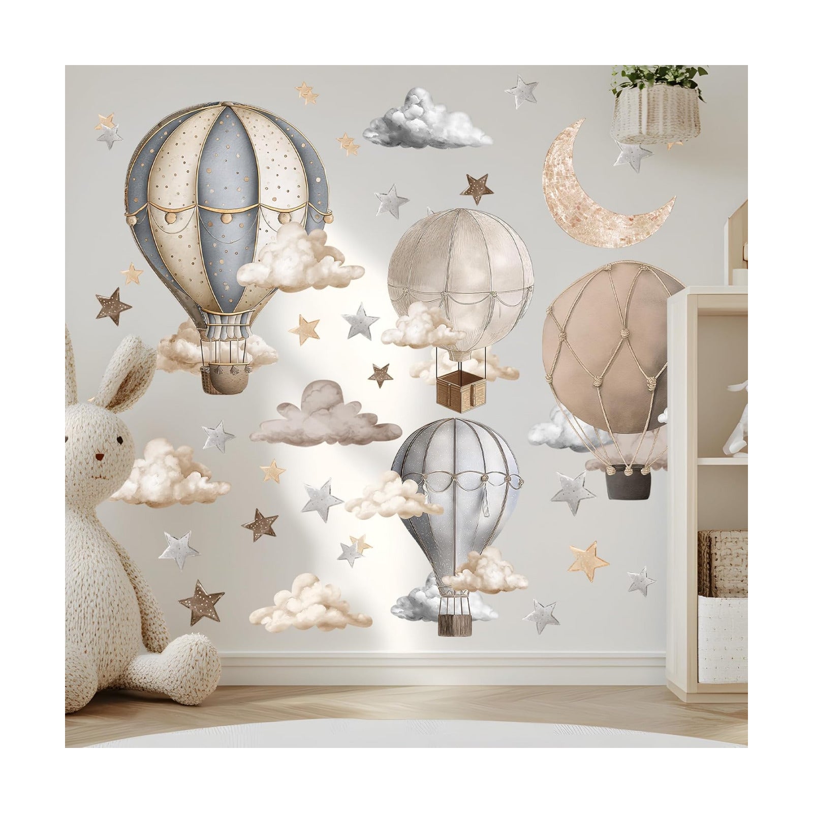 Dreamy Hot Air Balloon and Star Wall Decals / Hot Air Balloon Wall Decals