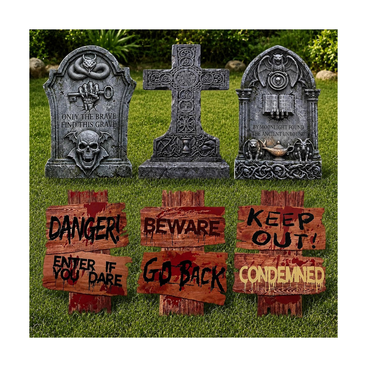 16.5Inch Halloween Decorations Outdoor Yard Signs, 6pcs Double-Sided