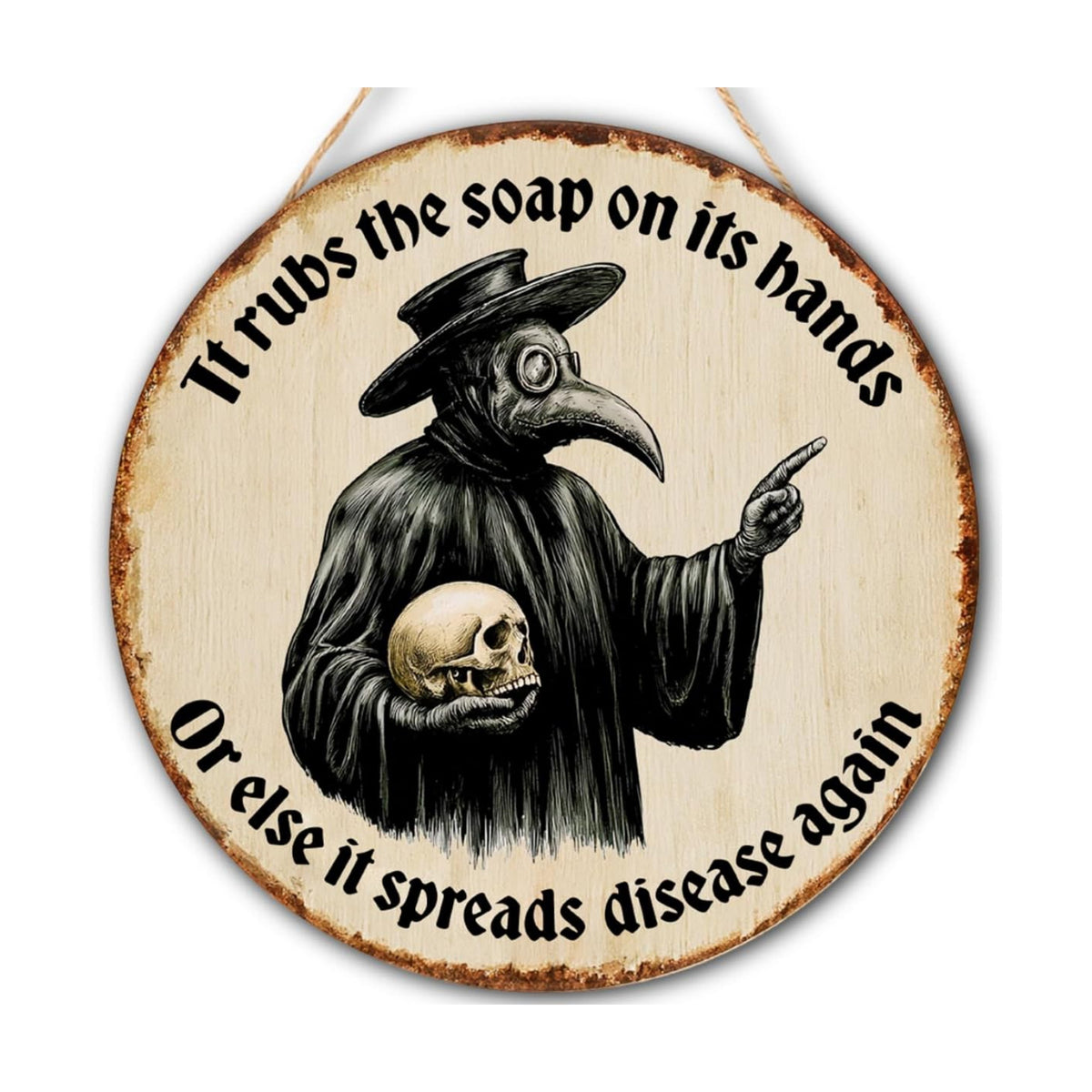 Gothic Halloween Decorations Wooden Sign for Bathroom Toilet
