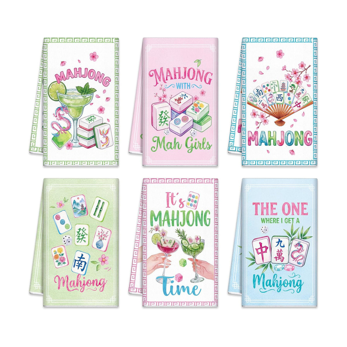Redbaker 6 Pcs Mahjong Kitchen Towels Mahjong Gifts Bulk