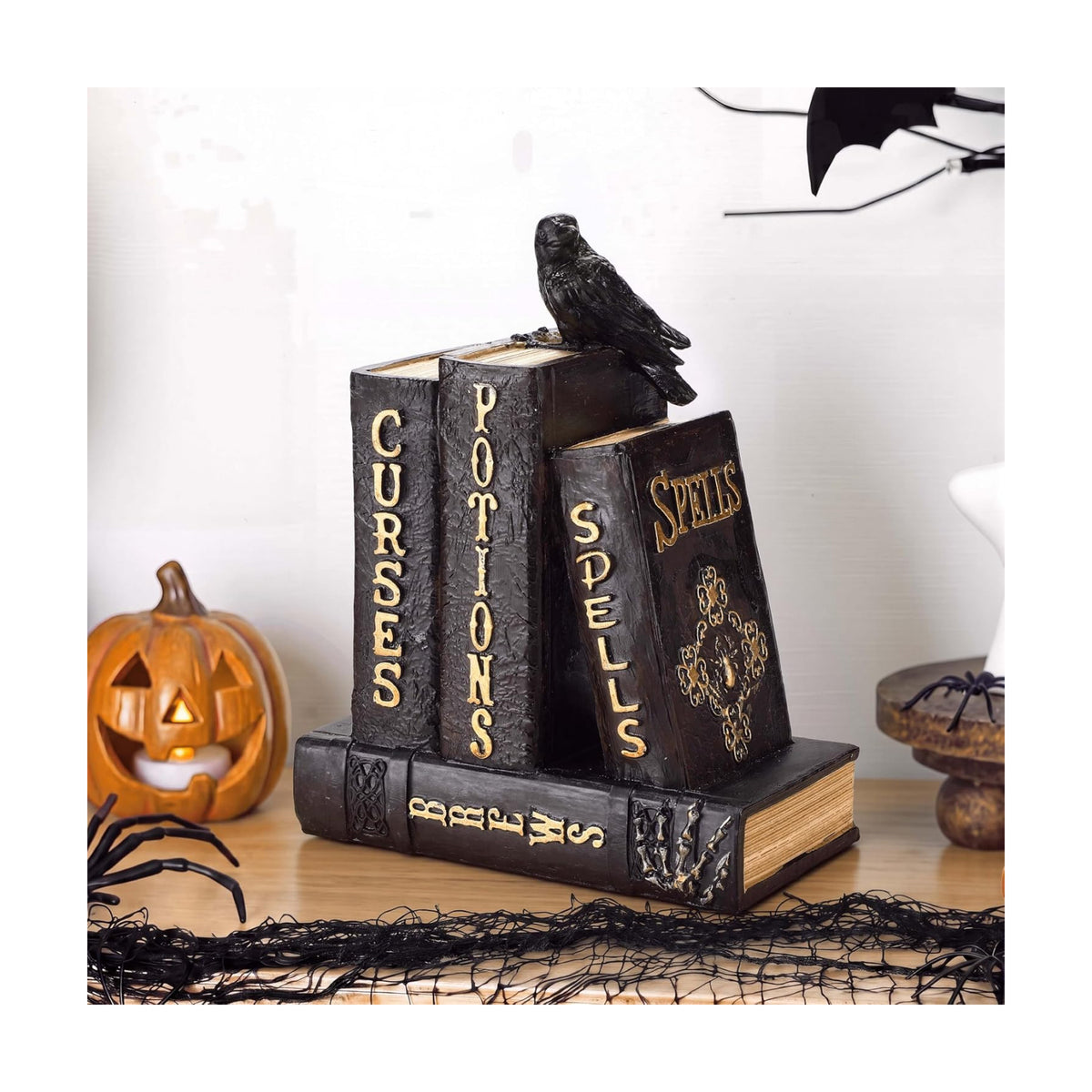Namalu Halloween Mantel Decor Halloween Book Decor, Black Raven Style