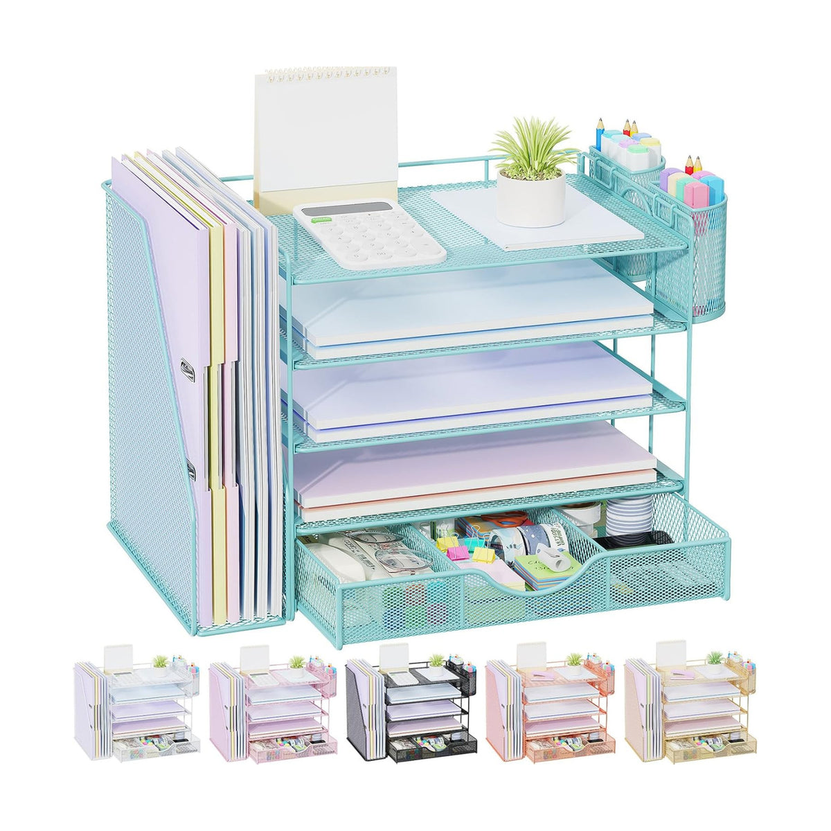 gianotter 5-Tier Desk Organizer with Drawers and File Holders | Letter Trays and Pen Holders - Workspace Accessories