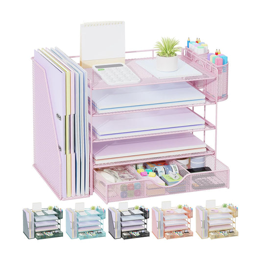 gianotter 5-Tier Desk Organizer with Drawers and File Holders | Letter Trays and Pen Holders - Workspace Accessories