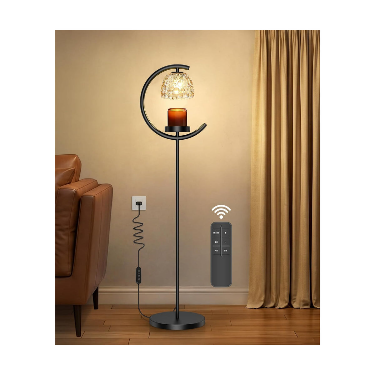 seenlast Candle Warmer Floor Lamp with Timer and Dimmer | Standing Electric Wax Melt Warmer for Home Decor, Living Room