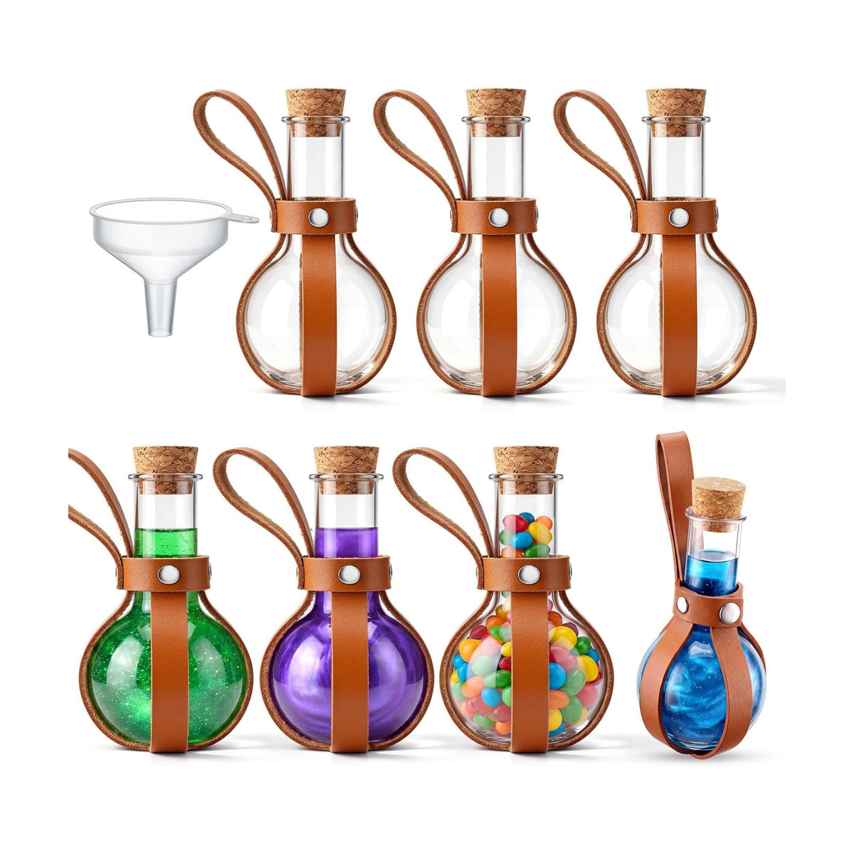 Baderke 6 Set 3oz Plastic Potion Bottle with Cork Stopper, Coffee