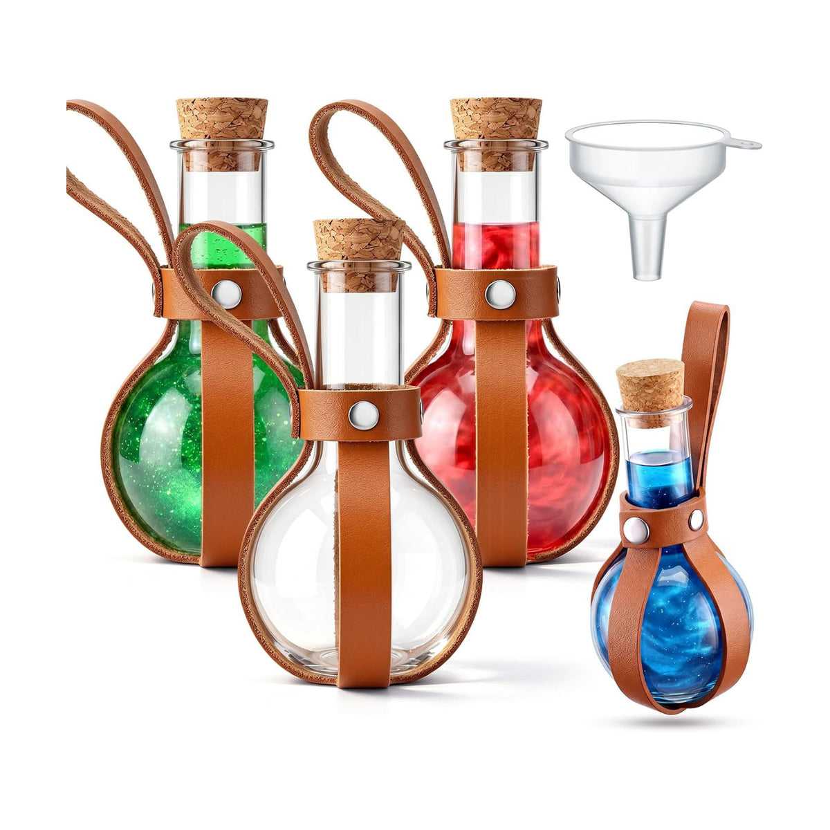 Baderke 3 Set 3oz Plastic Potion Bottle with Cork Stopper, Coffee