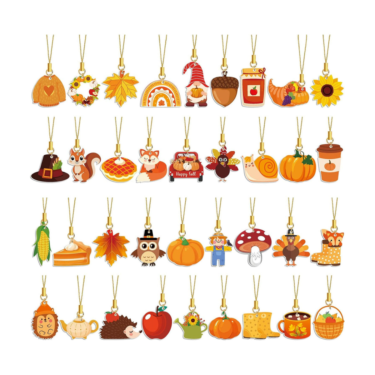 36Pcs Fall Tree Ornaments Double Side Acrylic Autumn Hanging Decor
