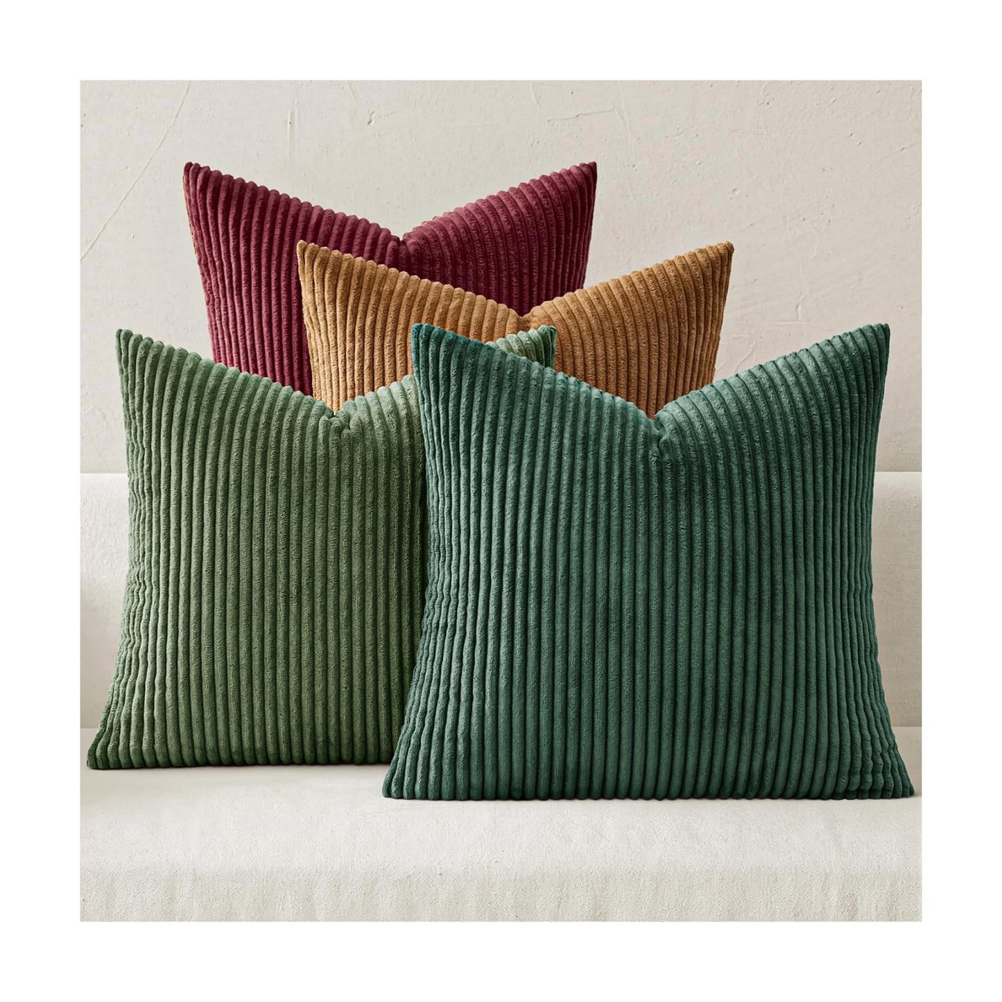 MIULEE Soft Corduroy Decorative Throw Pillow Covers Christmas Green 22x22
