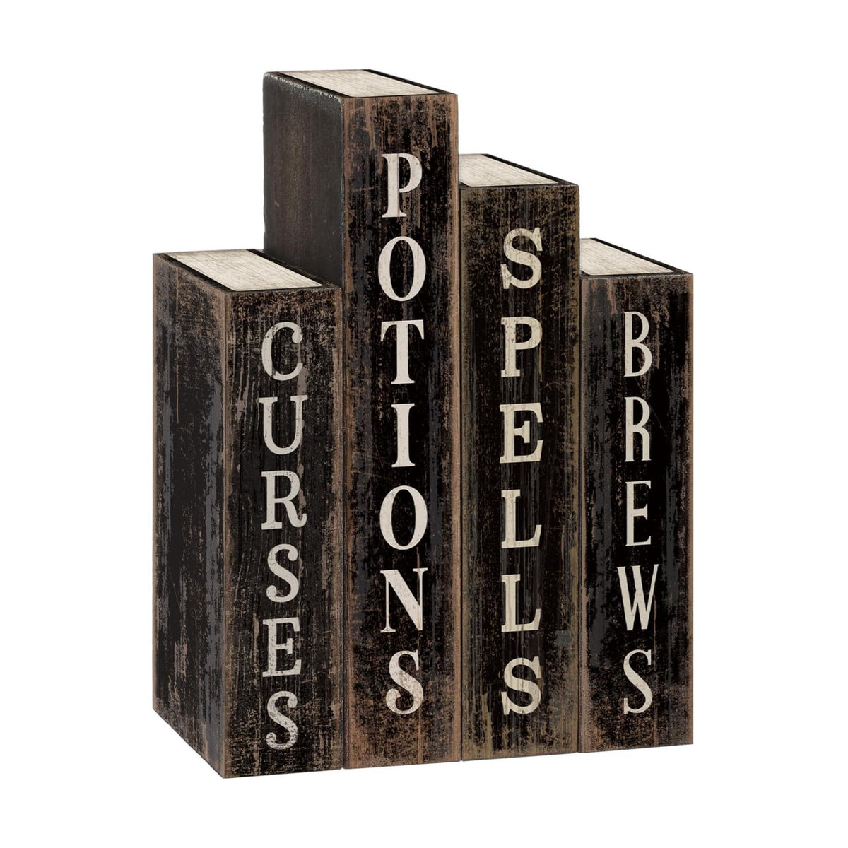 Lineshading 4 Pcs Halloween Table Decoration Wooden Book, Spell Potion Sign