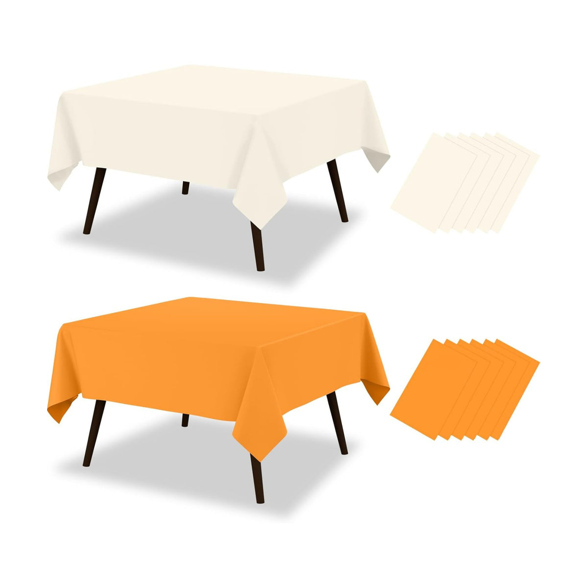 misaya 12 Packs Disposable Plastic Fall Table Cloth Beige and Orange
