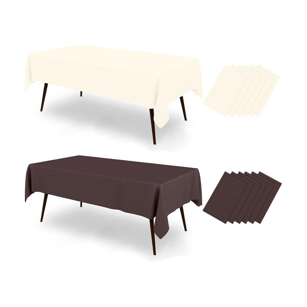 misaya 12 Packs Disposable Plastic Fall Table Cloth Beige and White