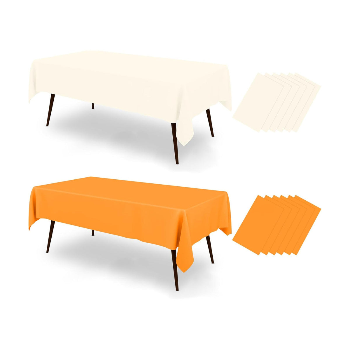 misaya 12 Packs Disposable Plastic Fall Table Cloth Beige and Orange