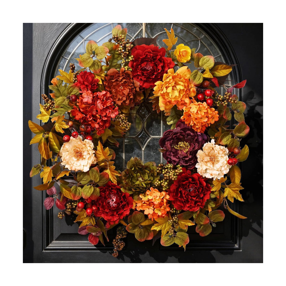 Fall Wreaths for Front Door, 24 Inch Fall Door Wreath with Hydrangea