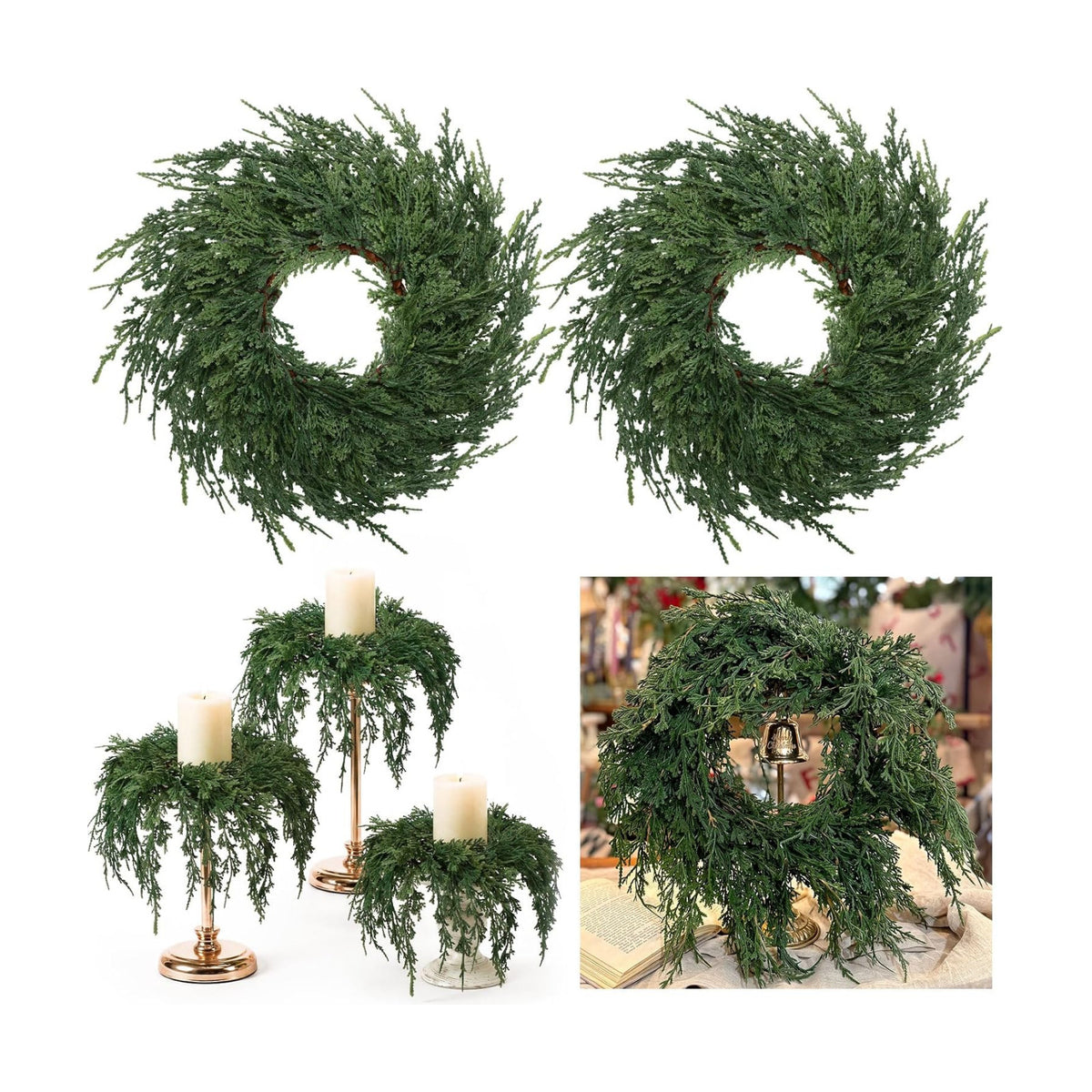 4 Pcs Small Christmas Cedar Wreaths 12 Inch Mini Drop Wreath