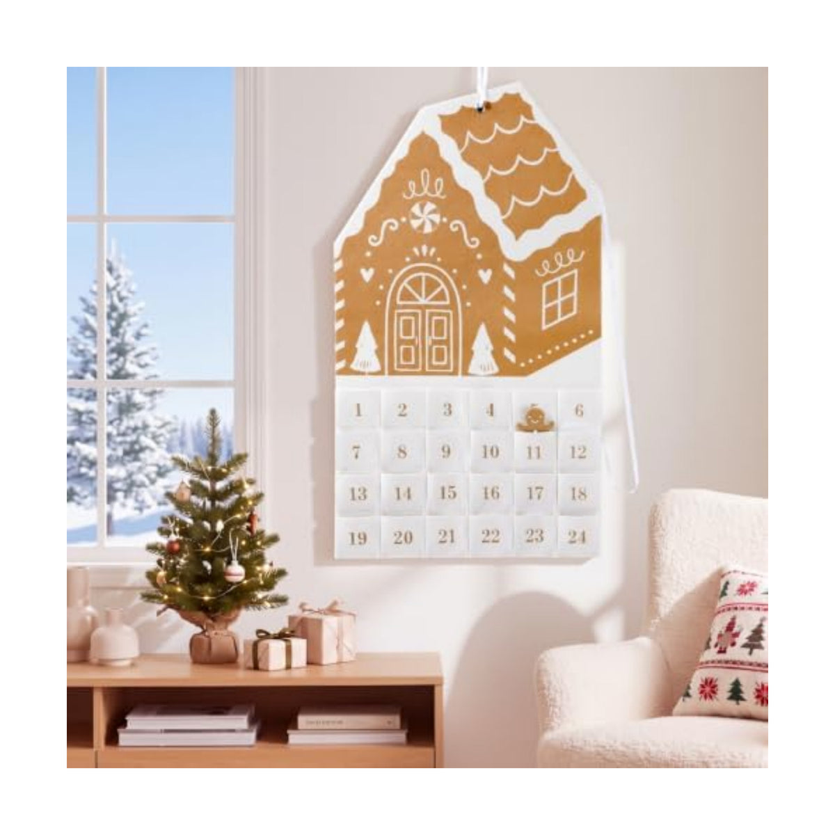 Lumina Christmas Garden Gingerbread Advent Calendar 24 Pockets Felt Decor