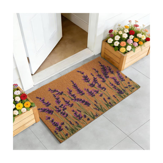 Kelarea Lavender Floral Front Door Mat, 17" x 29" Non-Slip Outdoor/Indoor