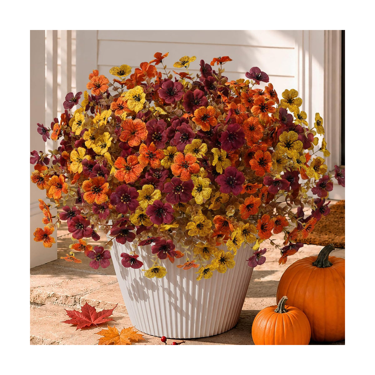 HyeFlora Artificial Fall Flowers Faux Mums, 3 Color Mixed, 12 Bundles