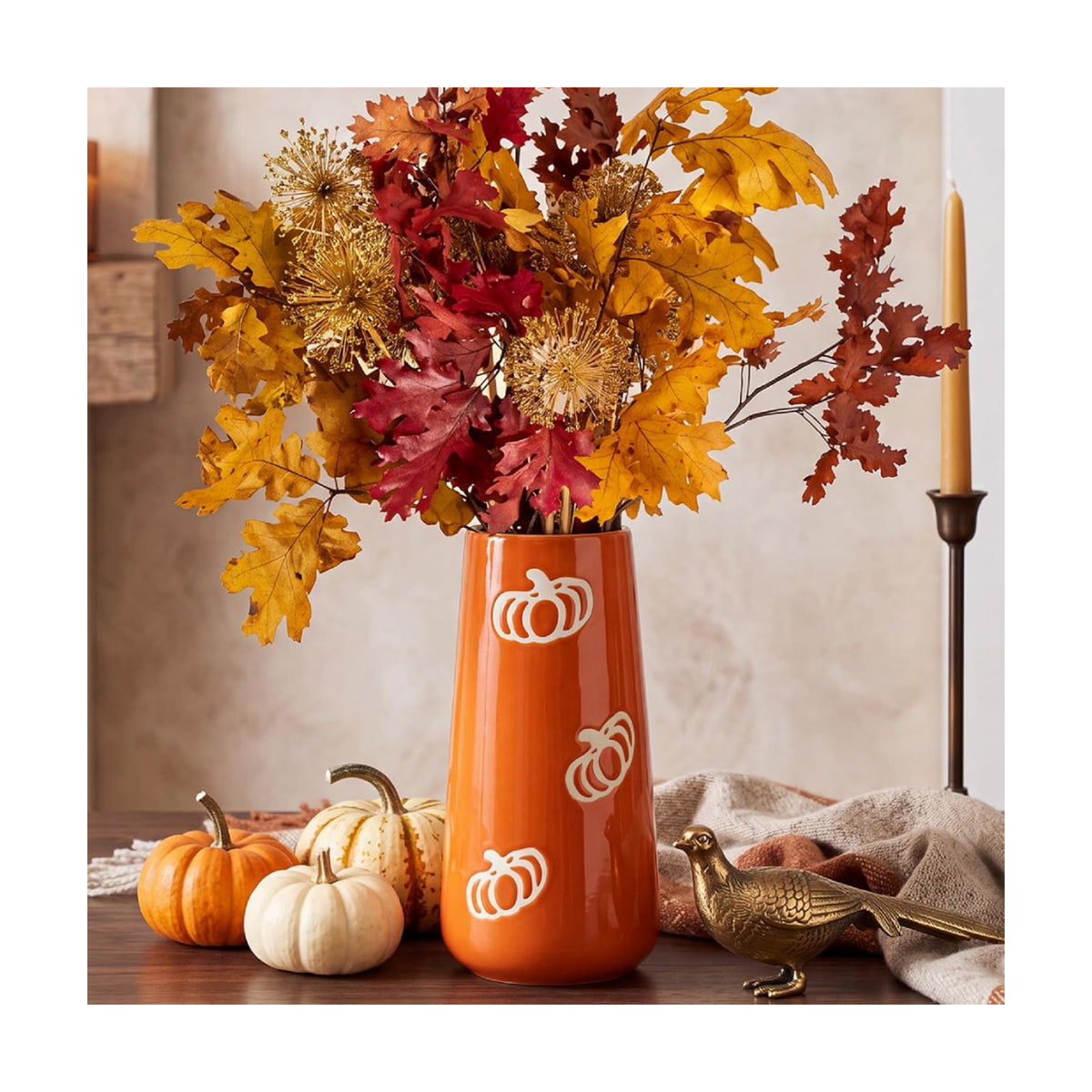 Vesici Fall Ceramic Pumpkin Vase 7.8" H Table Centerpieces for Flowers
