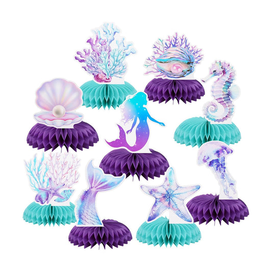 TONIFUL 9 Pcs Mermaid Table Decorations Mermaid Centerpieces for Tables
