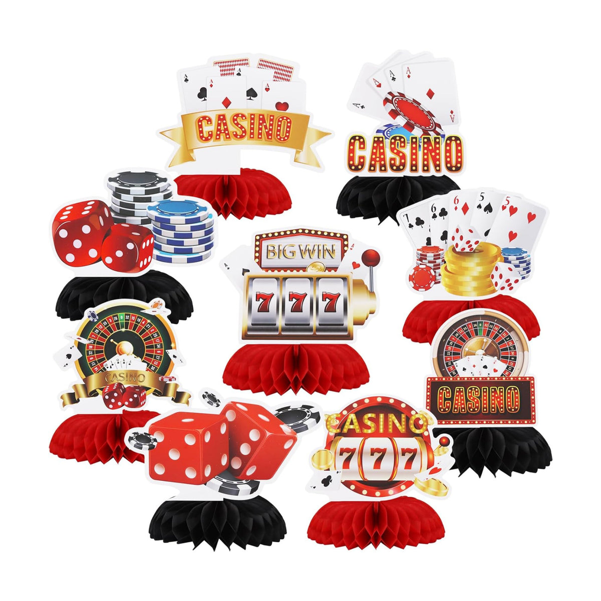 TONIFUL 9 Pcs Casino Party Decorations Casino Centerpieces for Table