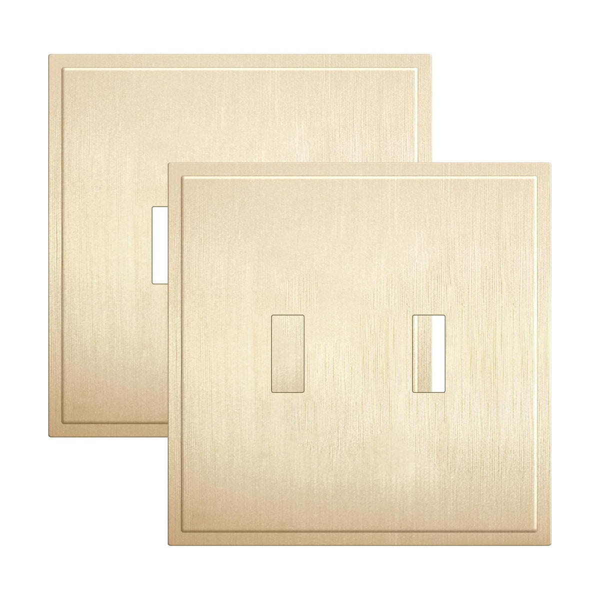 LIDER Modern Ogee Edge Screwless Wall Plate, Mid-Size 2-Gang Toggle Cover 4.88” x 4.92”, Contemporary Decor Style, ETL