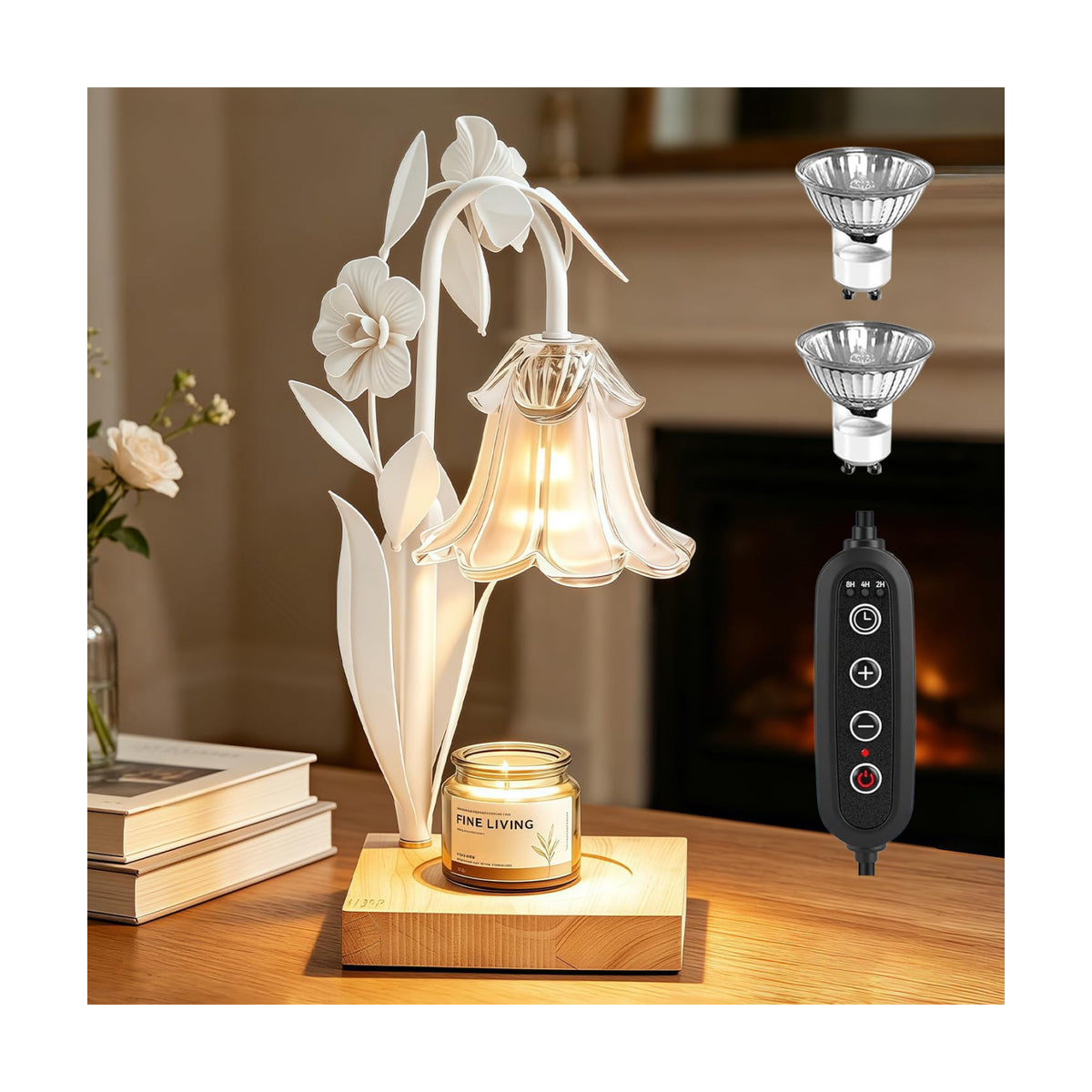 Candle Warmer Lamp with Timer Dimmer, Adjustable Height Flower Candle Lamp | House Warming Gifts New Home Decor