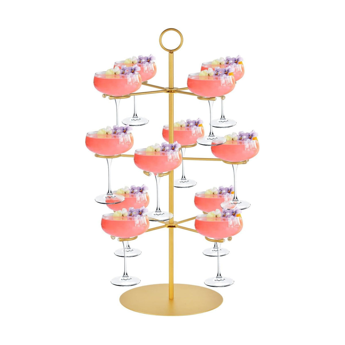QPIX DIGITAL Champagne Tower,Metal Cocktail Tree Stand 3 Tier - 12 Holders For Champagne, Cocktails, Martini, Margarita