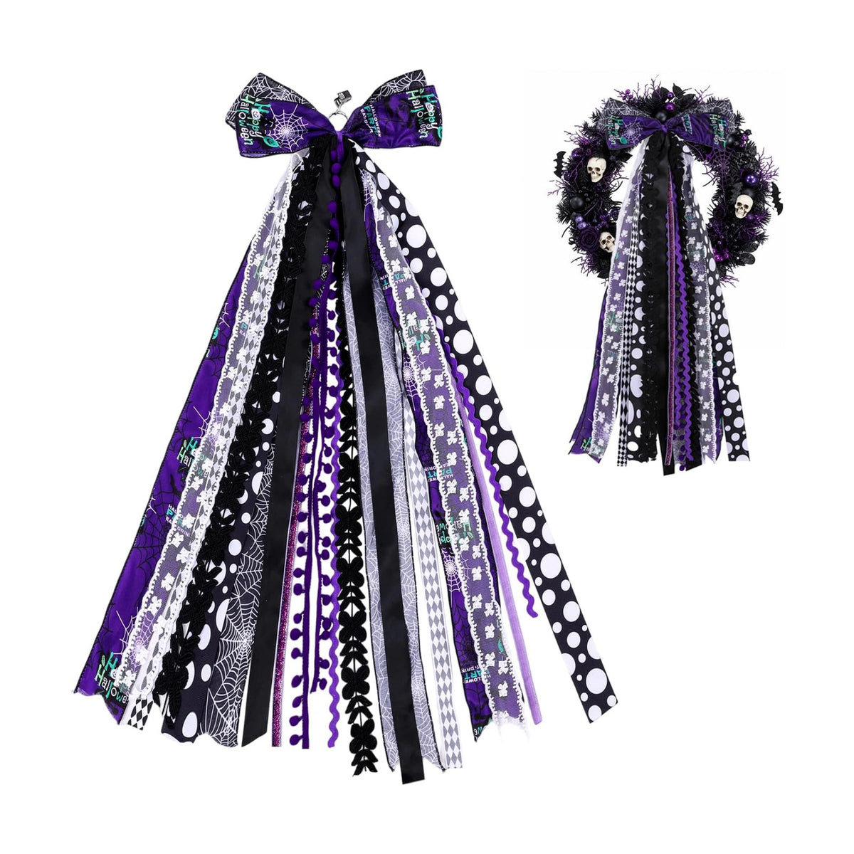Halloween Bows for Wreaths, Halloween Tree Topper Bow for Front Door Decor