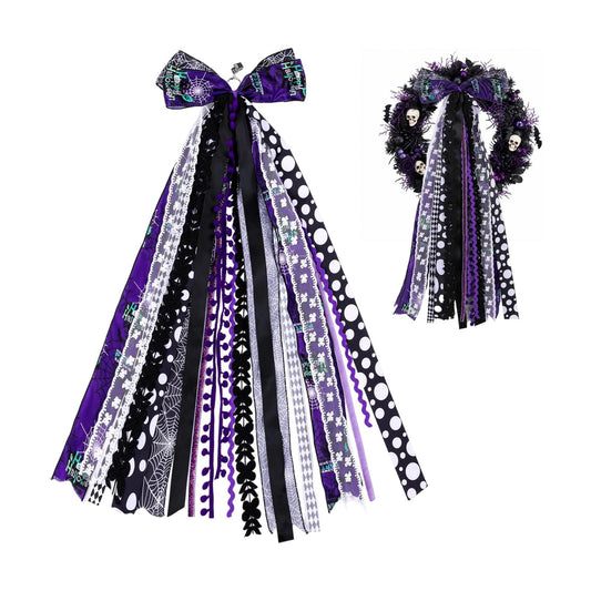 Halloween Bows for Wreaths, Halloween Tree Topper Bow for Front Door Decor