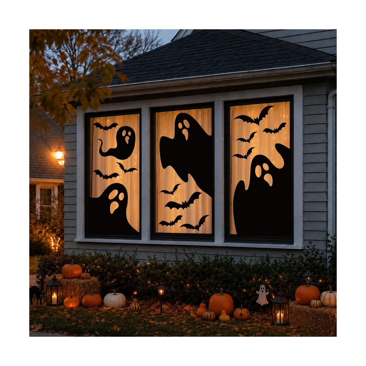 Large Halloween Window Clings Decorations Extra Large Ghost Silhouette Scary Black Ghost Decorations Window Decals for Windows