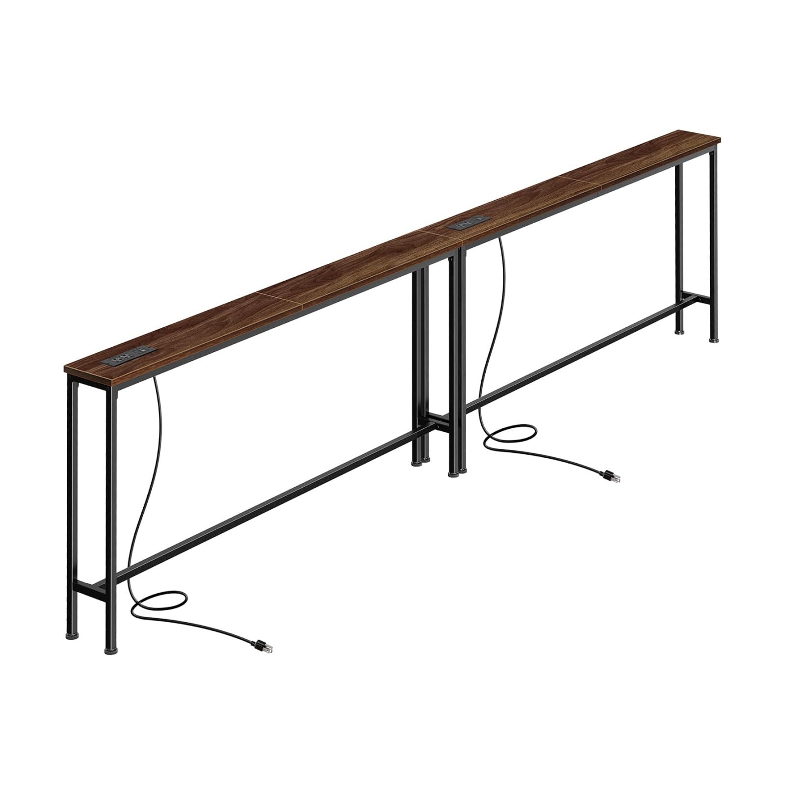 SUPERJARE 110.2 inch Narrow Behind Couch Table with Charging Stations