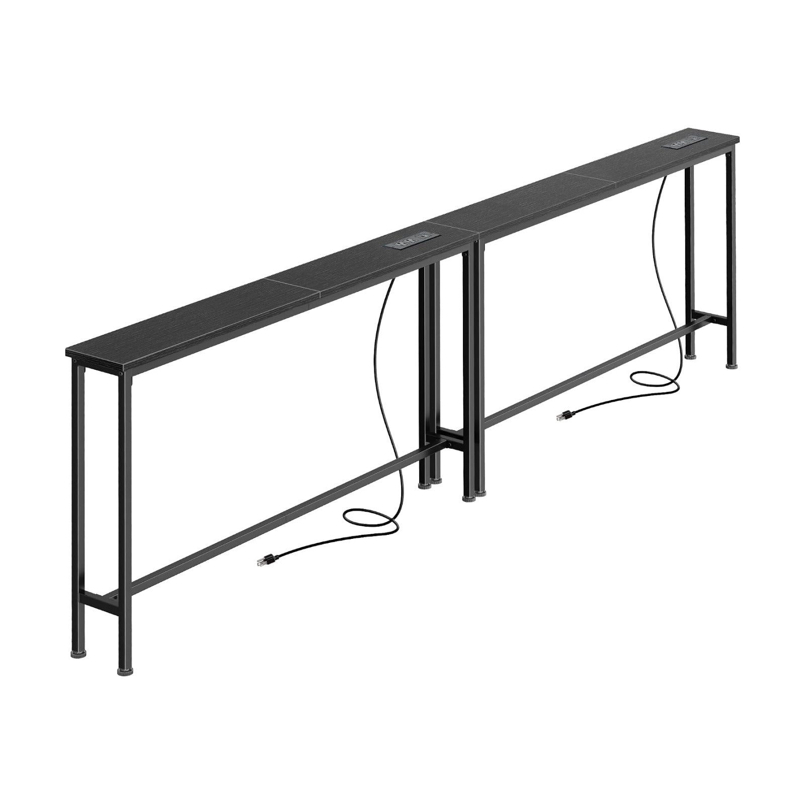 SUPERJARE 86.6 inch Narrow Console Table with Outlet, Sofa Tables, Behind Couch Table, Long Entryway Tables with