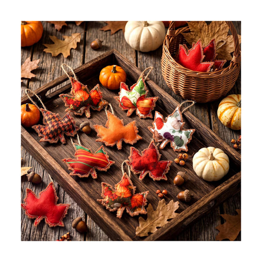 SmoothNovelty 24 Pcs Fall Felt Ornaments Maple Leaf Autumn Tree Decor