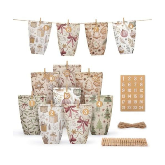 24 Christmas Advent Calendar to Fill, DIY Advent Calendar Gift Bags