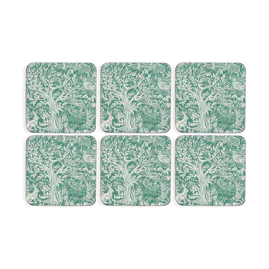 4.1" Woodland Botanical Drink / Coasters / Tapestry Sage / Set of 6