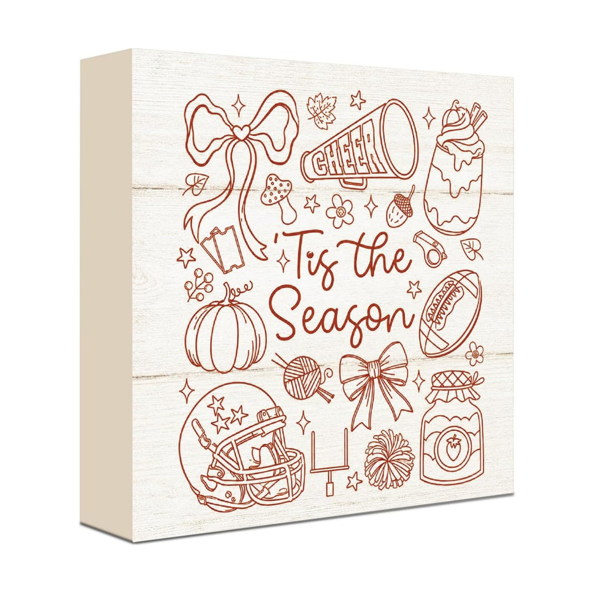 Cheer Tis The Season Fall Decor Sign | Football Autumn Wall Art