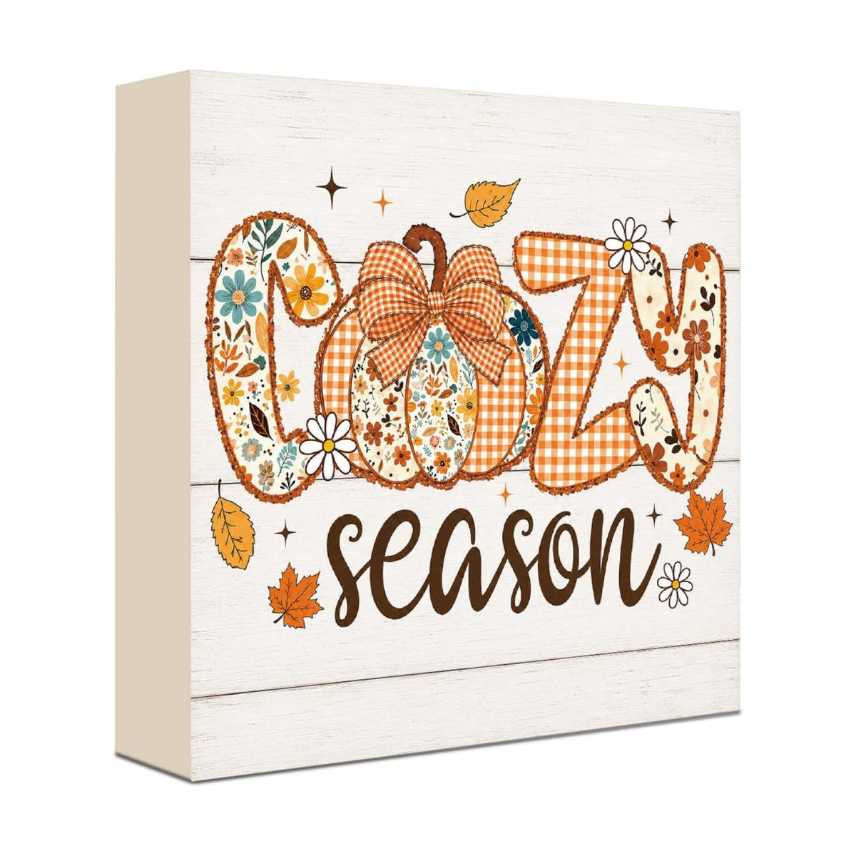 Fall Decorations for Home Cozy Season Pumpkin Wood Sign Fall Decor 5x5Inch
