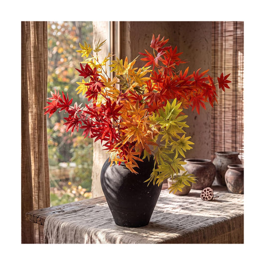Suncalla 5 Pcs 31" Fall Artificial Japanese Maple Stem, Golden Orange