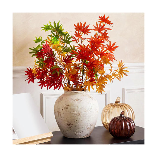Suncalla 5 Pcs 31" Fall Artificial Japanese Maple Stem, Green Orange