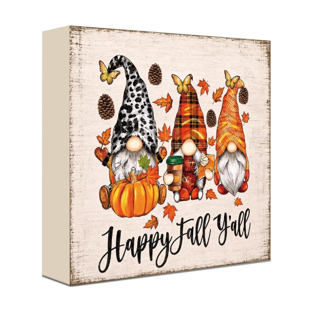 Fall Decorations for Home Gnome Pumpkin Wood Sign Fall Decor