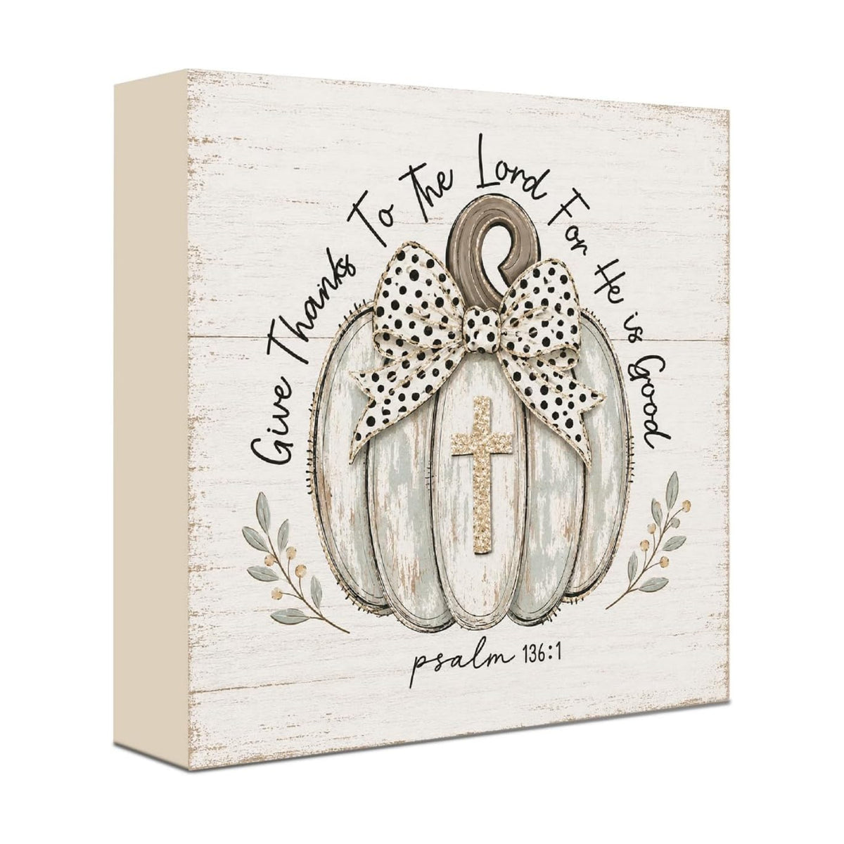 Thanksgiving Decorations Give Thanks Pumpkin Christian Wood Sign Decor