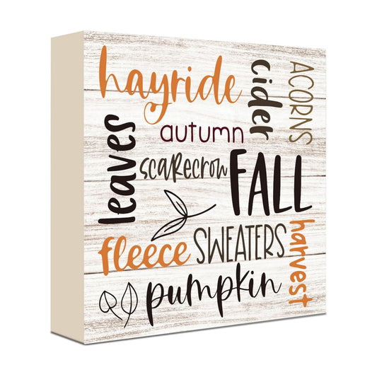 Fall Wooden Signs for Home Decor Autumn Word Art Wood Sign Fall Decor