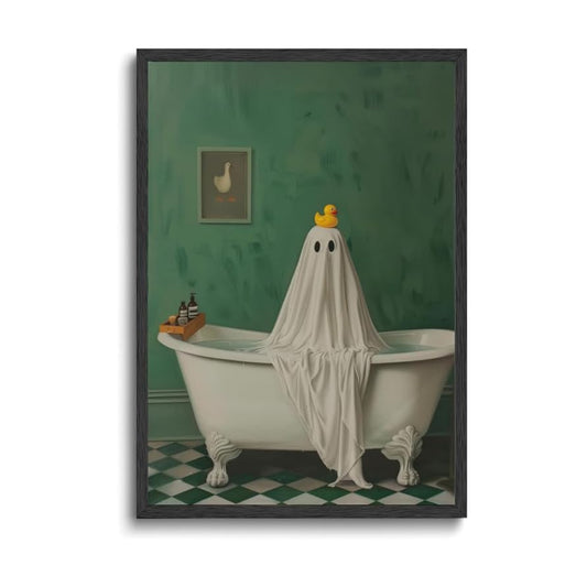 ILLBDR Halloween Ghost in Bathtub Canvas Wall Art Poster 16x24 inch