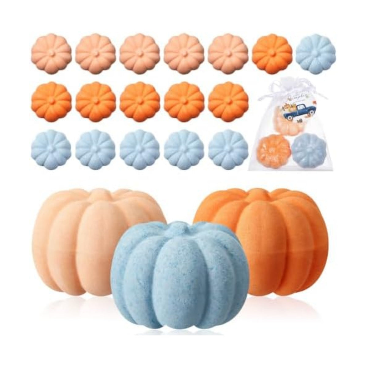 Lounsweer 12 Pack Little Pumpkin Bath Bombs Fall Baby Shower Favors,Blue