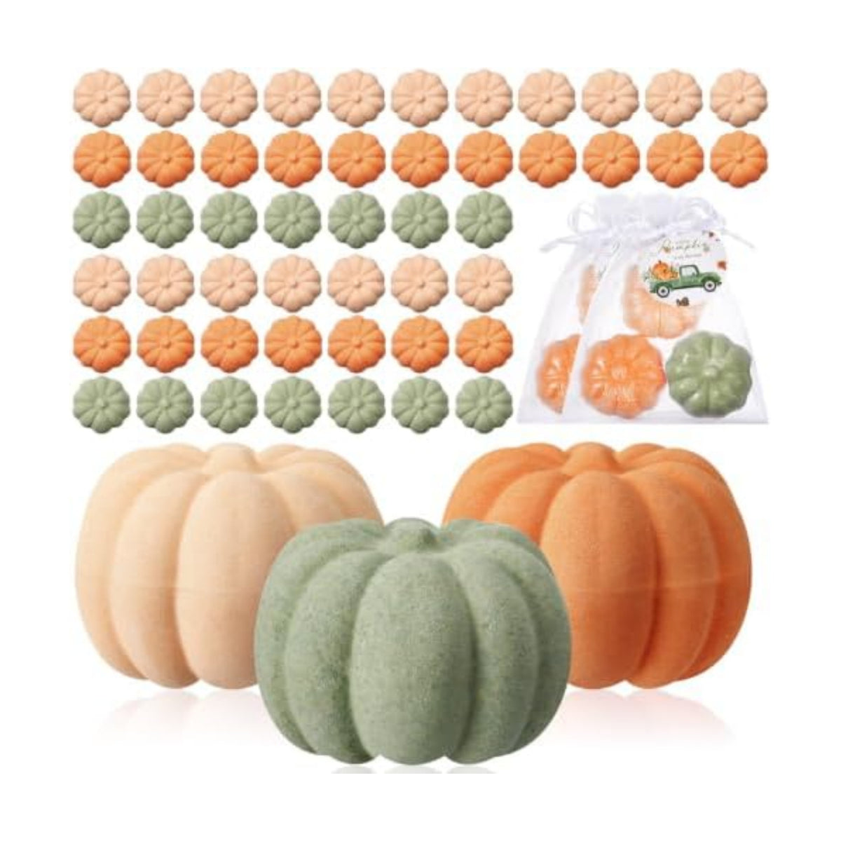 Lounsweer 50 Pack Little Pumpkin Bath Bombs Fall Baby Shower Favors,Green