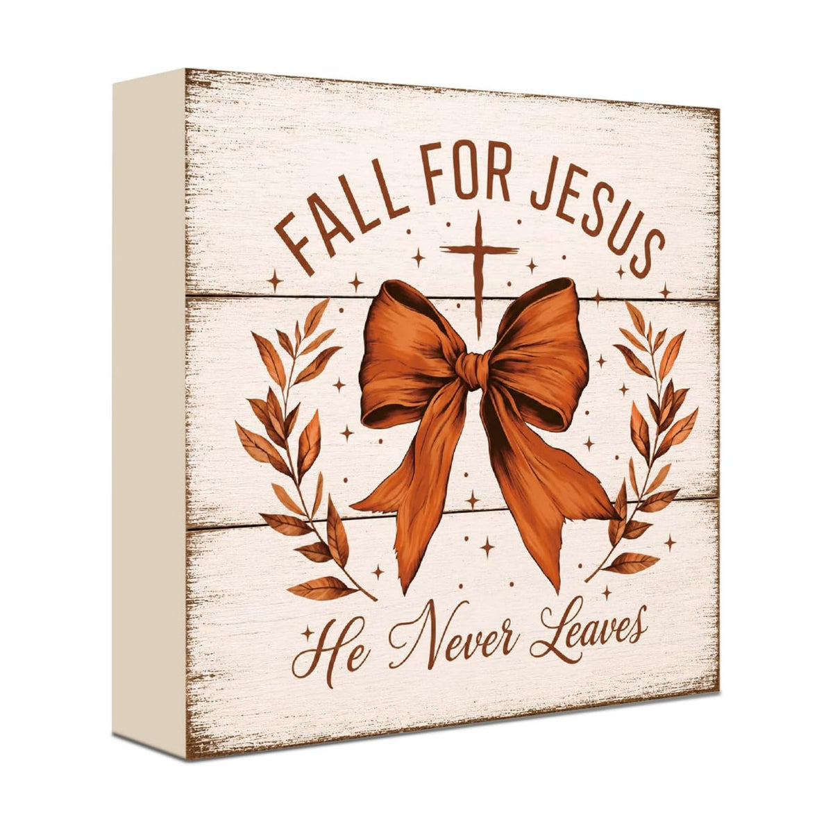 Fall For Jesus He Never Leaves Sign | Large Bow Wreath Wall Art