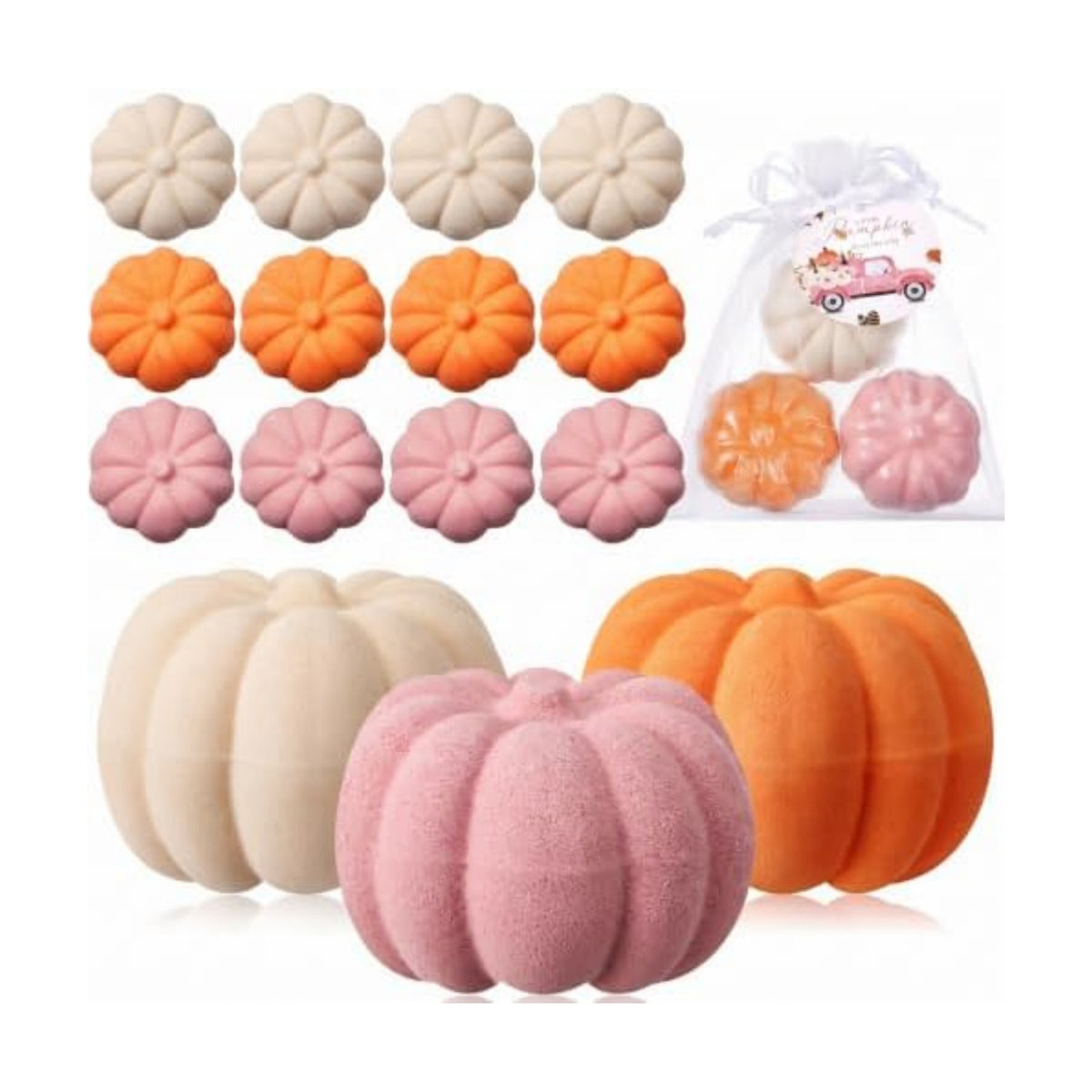 Lounsweer 24 Pack Little Pumpkin Bath Bombs Fall Baby Shower Favors,Pink 2