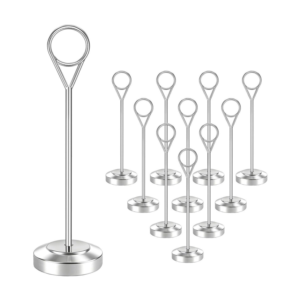 Radezon 12 Pcs Silver Table Number Holders, 6 Inch Tall Place Card Holders for Table, Sturdy Photo Picture Holders with