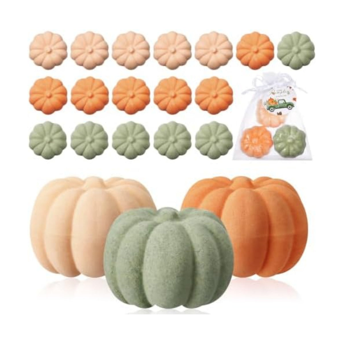 Lounsweer 24 Pack Little Pumpkin Bath Bombs Fall Baby Shower Favors,Green