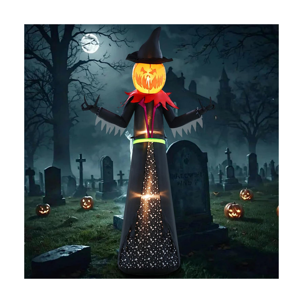 Halloween Inflatable 9FT Giant Pumpkin Witch Outdoor Decorations
